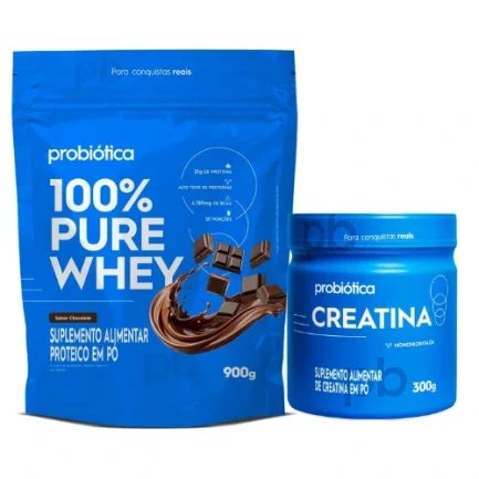 100% Pure Whey Refil (900g) + Creatina (300g) Probiotica