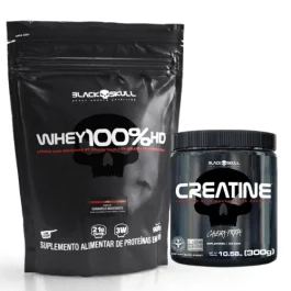 Whey 100% HD Refil (900g) + Creatine (300g) Black Skull